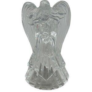 Vintage Deplomb Crystal Glass Angel Figurine Candlestick Holder 8" Tall Used REA